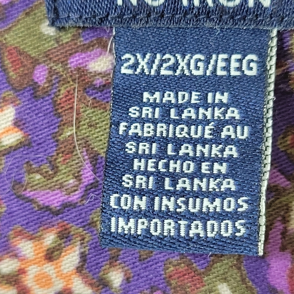 Womans Chaps No Iron Floral Long Sleeve 100% Cotton Button Front Purple Size 2XL - Picture 9 of 11